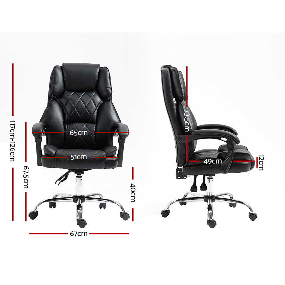 The Summit Executive Recliner | Black Leather Office Chair with Footrest