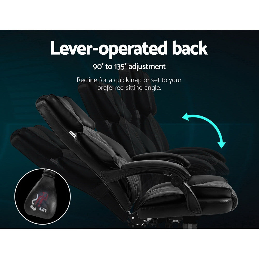 The Summit Executive Recliner | Black Leather Office Chair with Footrest