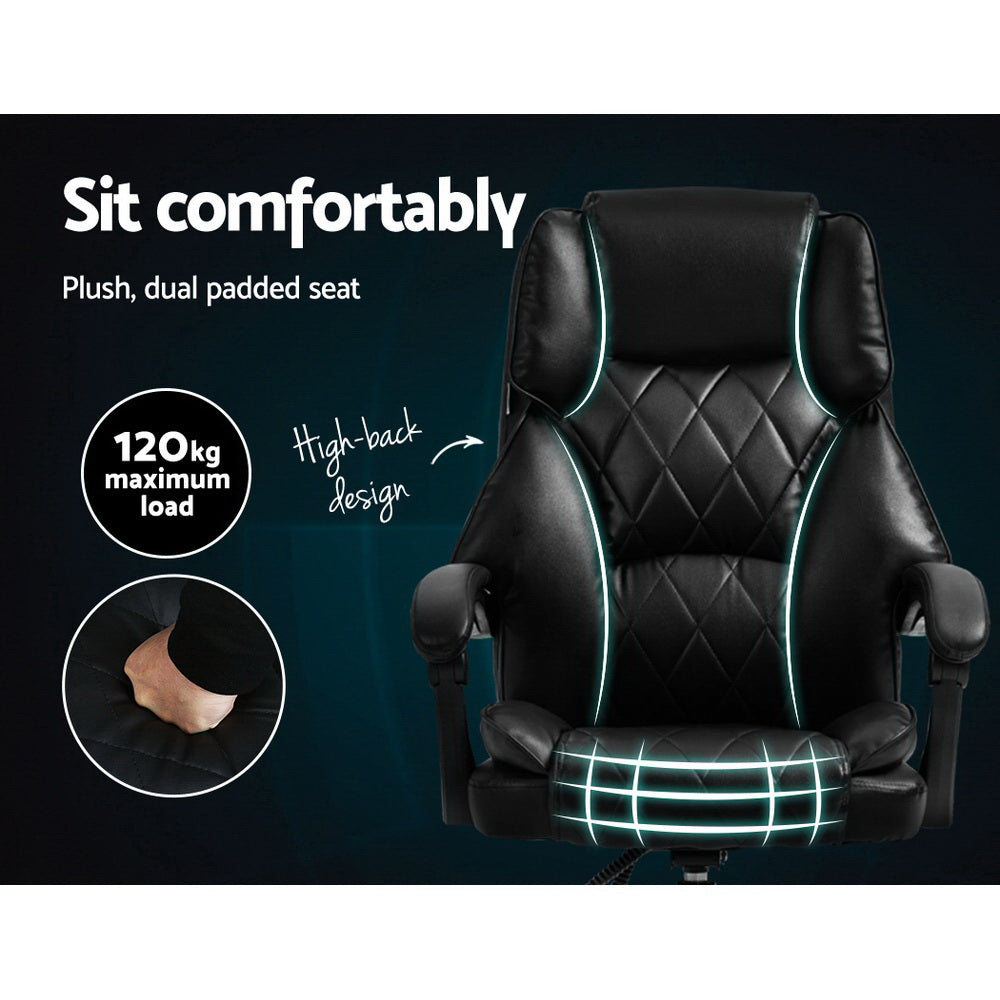 The Summit Executive Recliner | Black Leather Office Chair with Footrest