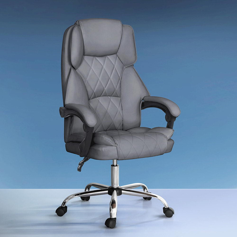 The Summit Executive Recliner | Grey Leather Office Chair with Footrest
