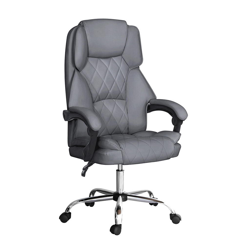 The Summit Executive Recliner | Grey Leather Office Chair with Footrest