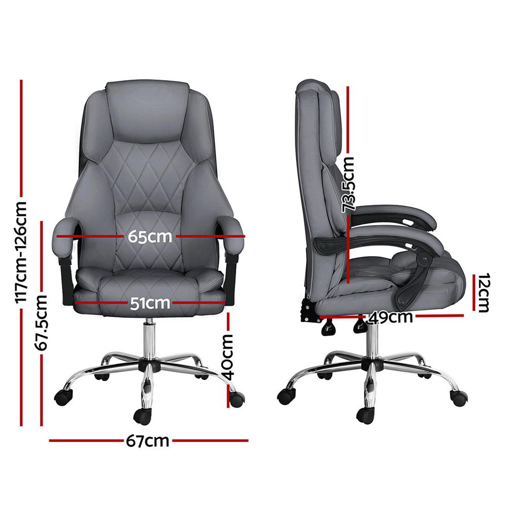 The Summit Executive Recliner | Grey Leather Office Chair with Footrest