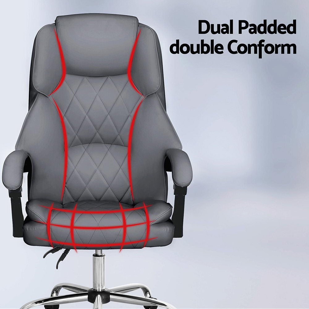 The Summit Executive Recliner | Grey Leather Office Chair with Footrest