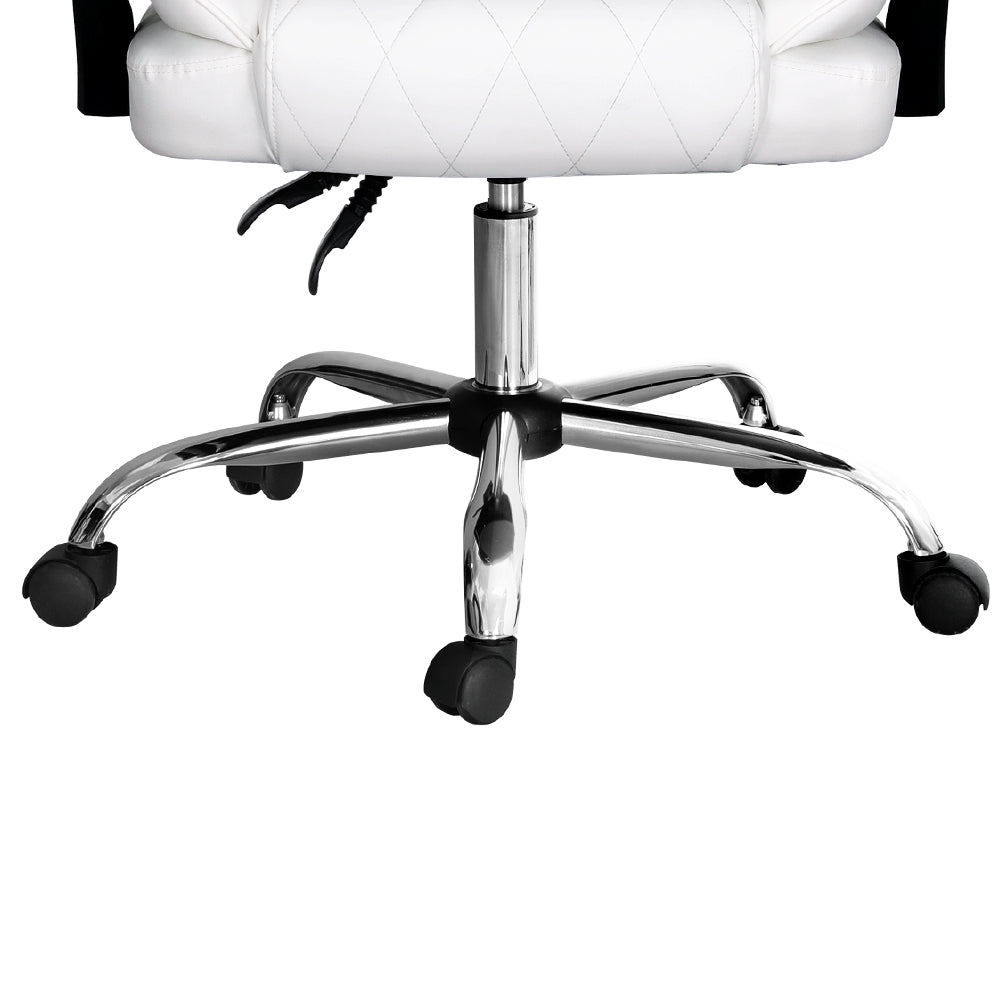 The Summit Executive Recliner | White Leather Office Chair with Footrest