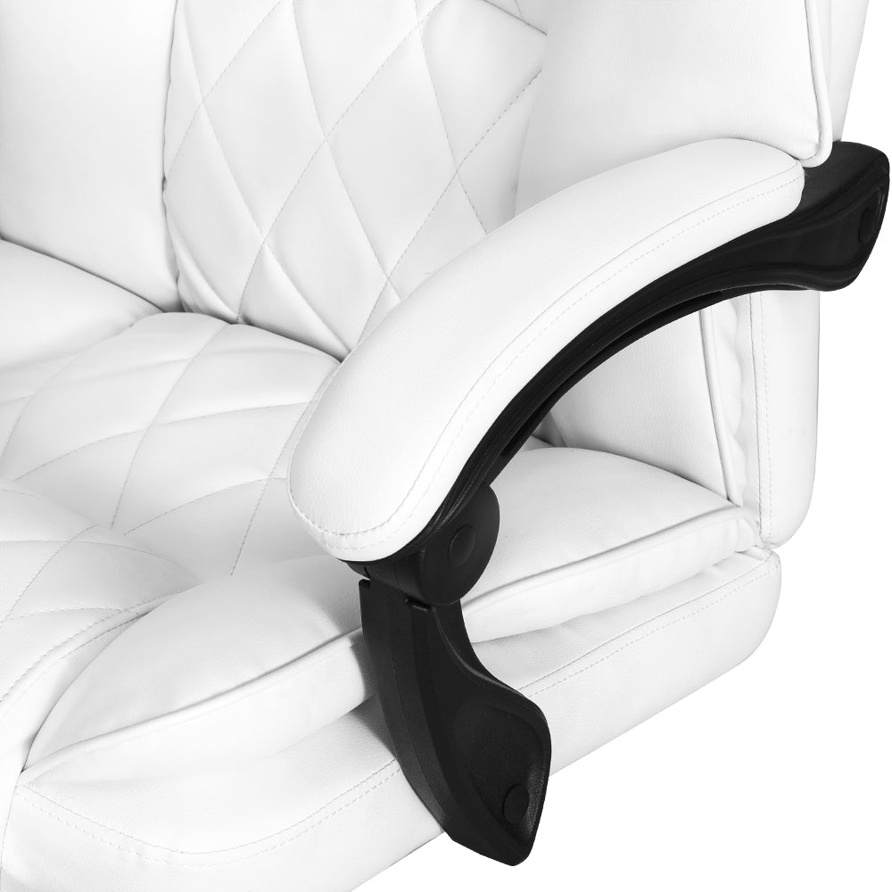 The Summit Executive Recliner | White Leather Office Chair with Footrest