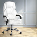 The Summit Executive Recliner | White Leather Office Chair with Footrest