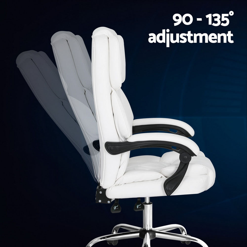 The Summit Executive Recliner | White Leather Office Chair with Footrest