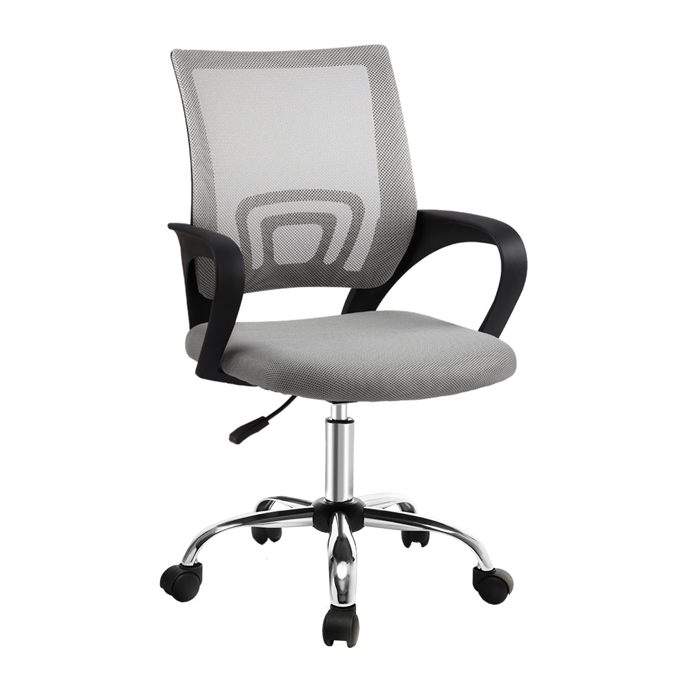 Vector Adaptive Task Chair in Gray — mid-back mesh ergonomic office seat with chrome base