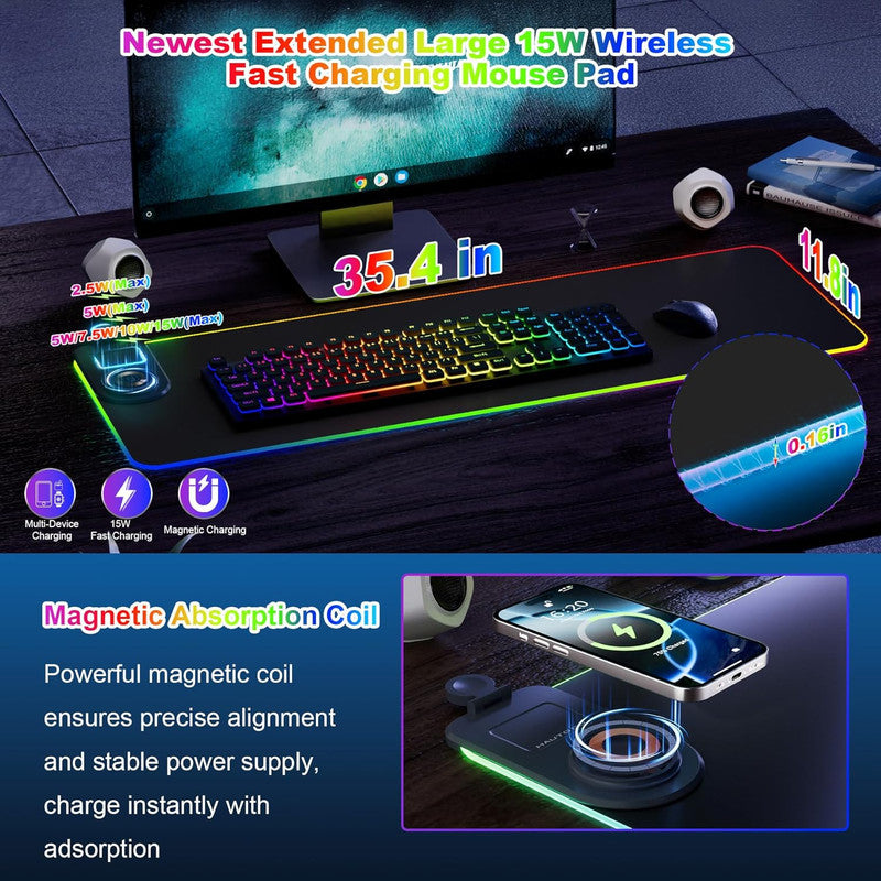 Aura Continuum RGB Desk Mat — White