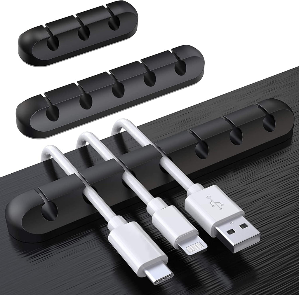 Node Silicone Cable Management Clips | Black Set of 3 Self-Adhesive Holders