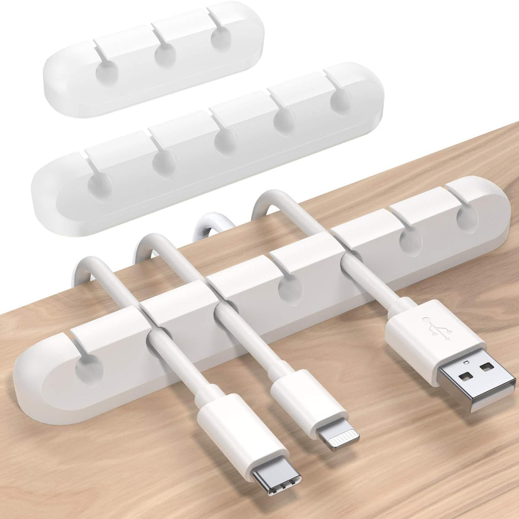 Node Silicone Cable Management Clips | White Set of 3 Self-Adhesive Holders