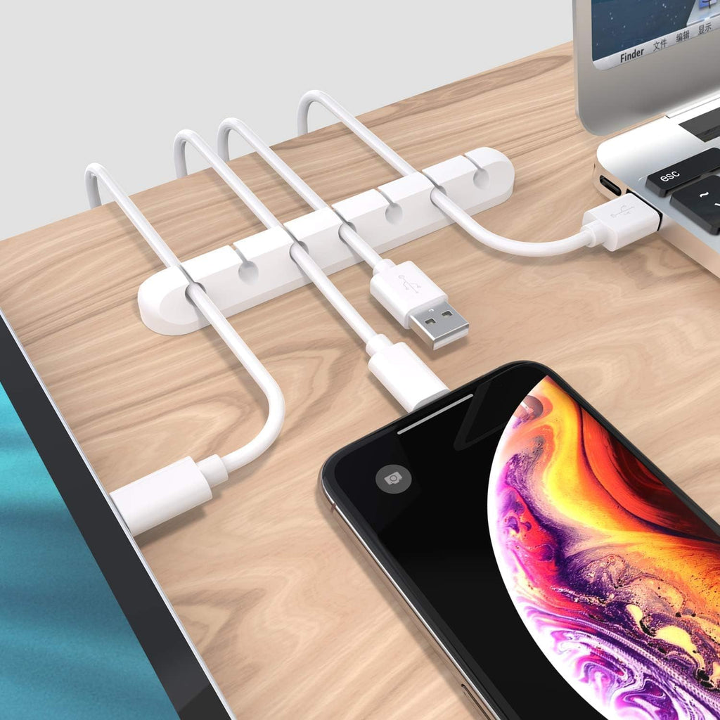 Node Silicone Cable Management Clips | White Set of 3 Self-Adhesive Holders
