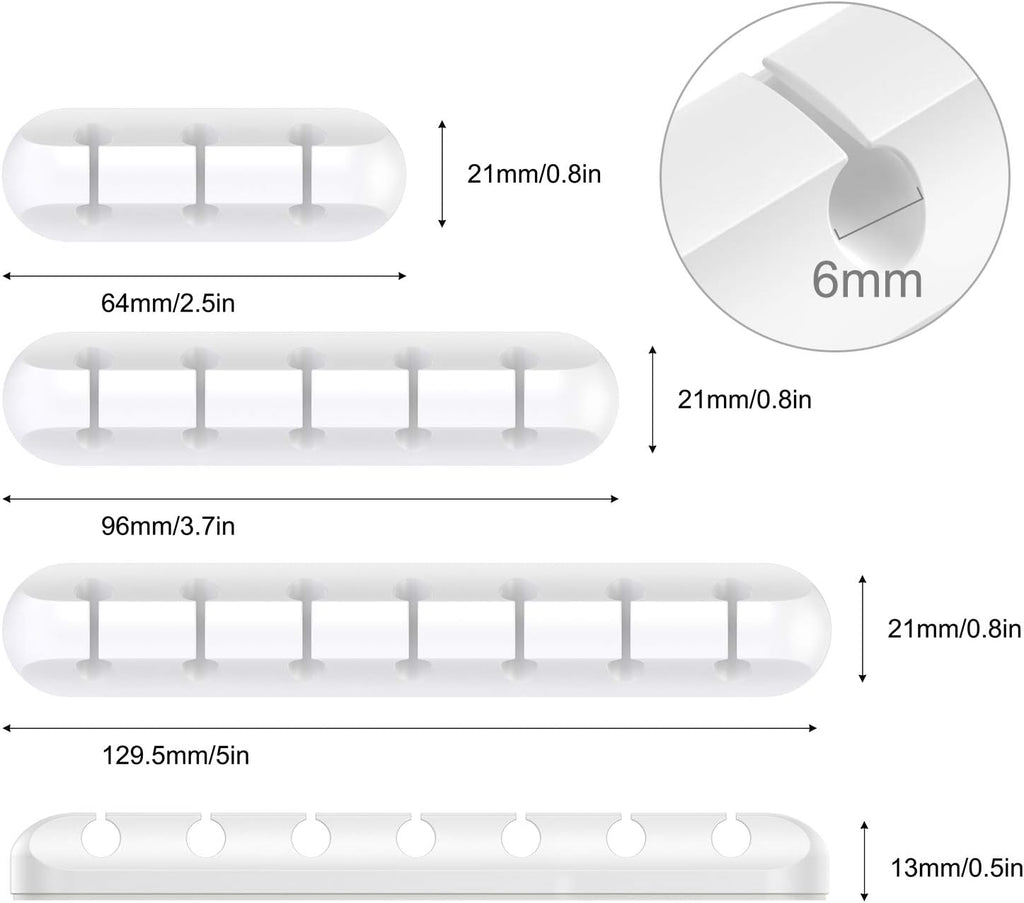Node Silicone Cable Management Clips | White Set of 3 Self-Adhesive Holders