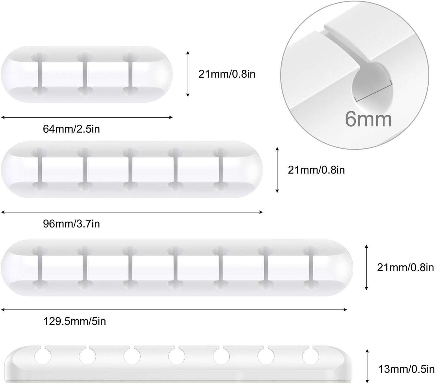 Node Silicone Cable Management Clips | White Set of 3 Self-Adhesive Holders