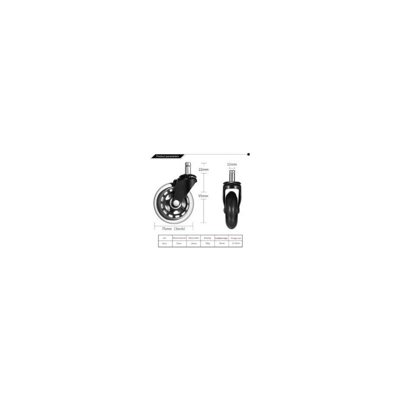 5 Pack Universal Office Chair Casters, Quiet and Abrasion Resistant Office Chair Replacement Wheels, 3 Inch