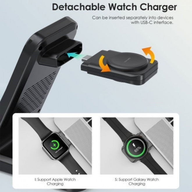Aura 4-in-1 Black Wireless Charging Hub