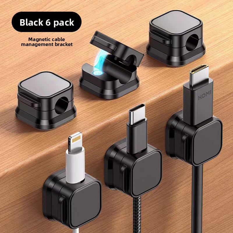 Flux Magnetic Desk Cord Organiser | Black 6-Pack