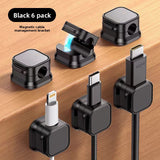 Flux Magnetic Desk Cord Organiser | Black 6-Pack